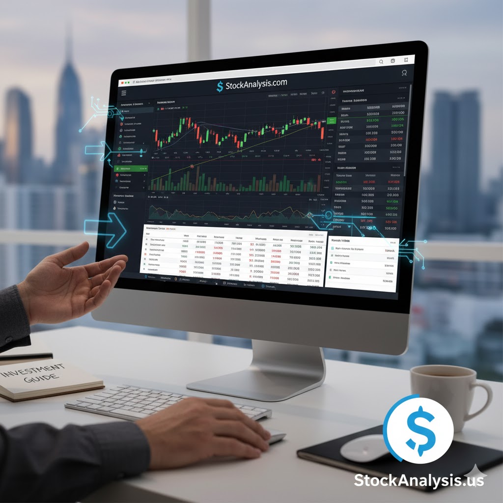 Stock analysis platform showing charts and data